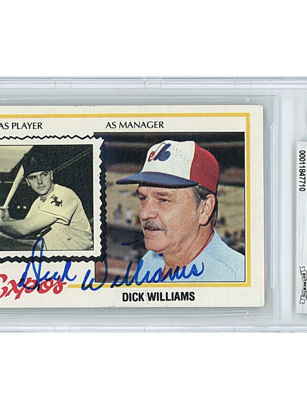 Dick Williams Signed 1978 Topps #522 Montreal Expos Beckett BAS Slabbed HOF Auto